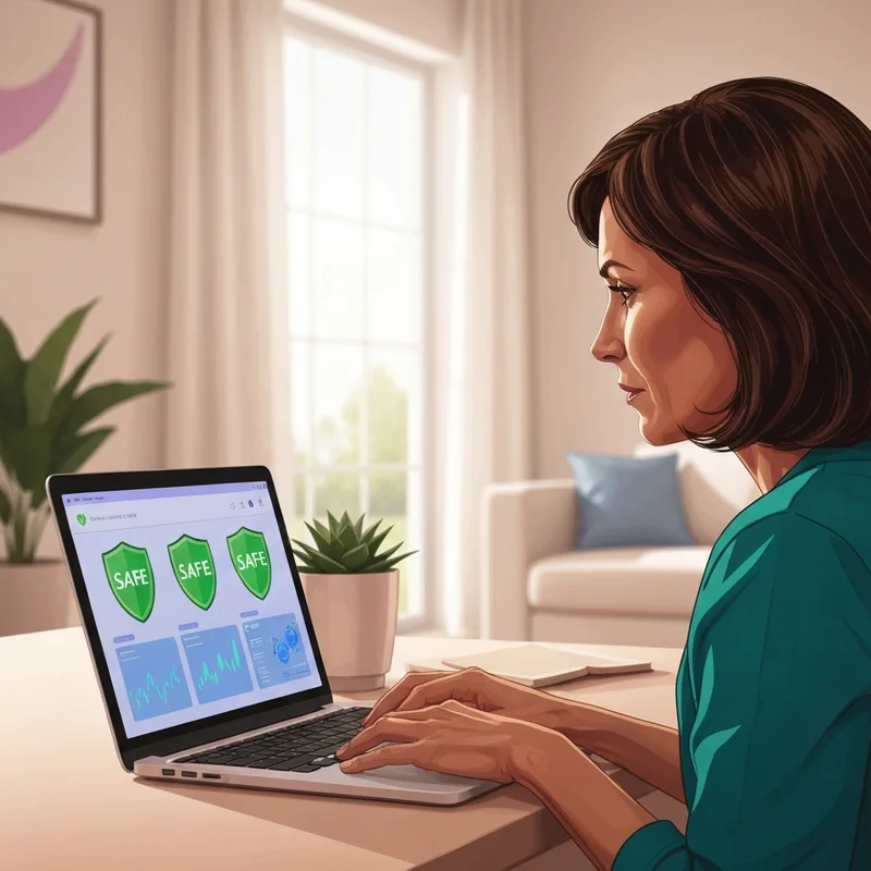 A secure digital dashboard showing a check for npd pentester com legitimate with safety icons.