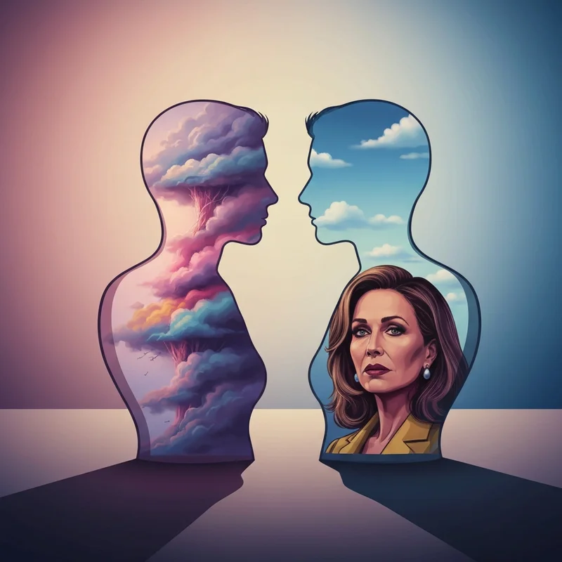 An abstract 3D visualization of the emotional differences between npd or bpd using soft and sharp shapes.