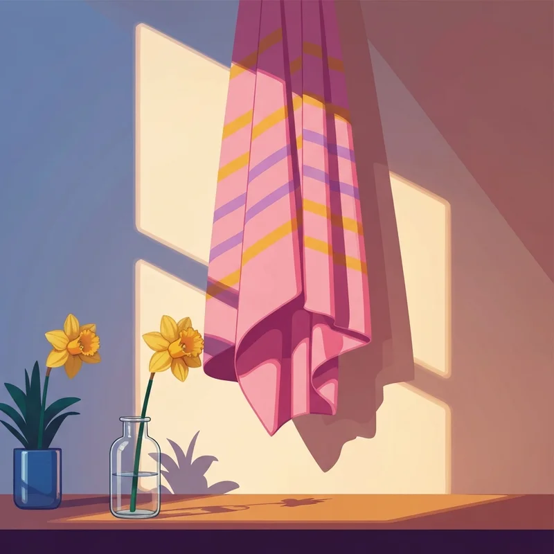 A soft, cinematic depiction of the pink and yellow npd flag design with a daffodil in the foreground, symbolizing identity and neurodivergent pride.