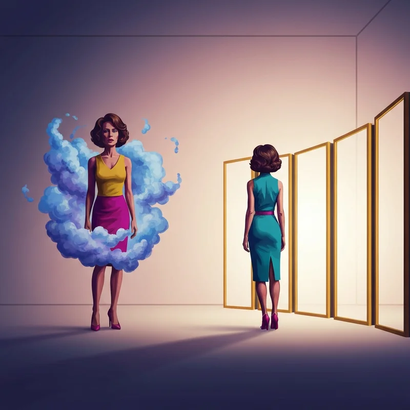 A symbolic comparison of BPD vs NPD showing a fractured mirror and a stormy heart to represent the emotional differences.