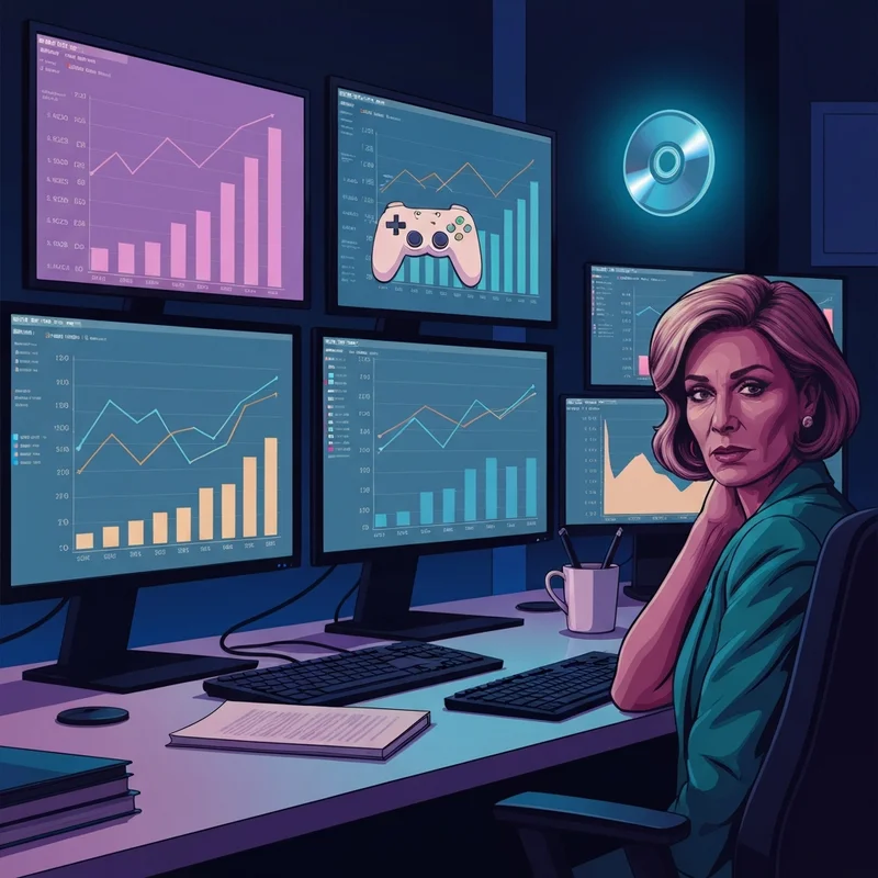 Futuristic digital data dashboard showing holographic charts of npd sales and console market share rankings for 2025.