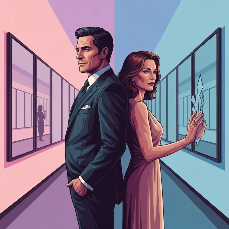 A cinematic character study highlighting the complex traits of characters with npd in a dark, reflective studio setting.