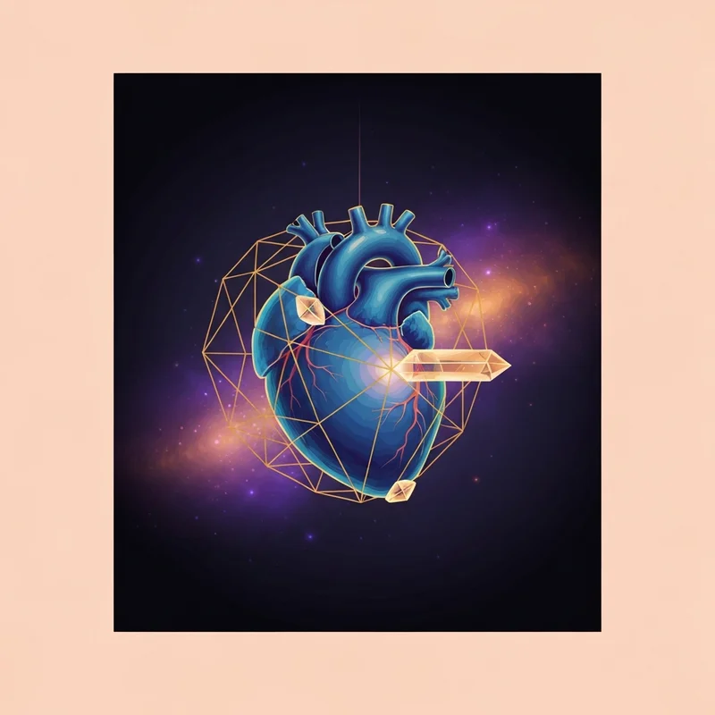 A visual representation of the internal emotional complexity of bpd and npd comorbid traits, showing a glowingindigo heart protected by a golden crystalline shell.