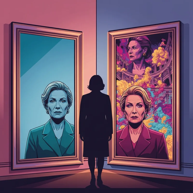 A visual representation of the overlap between npd and bipolar showing a person standing between two mirrors reflecting different versions of themselves.