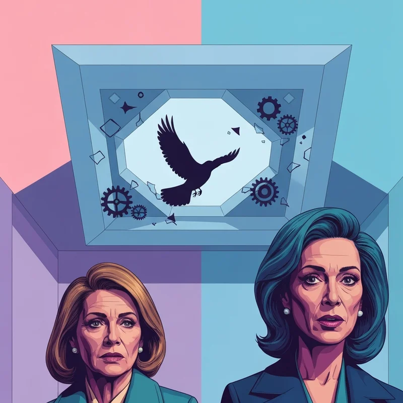 Abstrakcyjna wizualizacja Lot nad kukułczym gniazdem: ptak wzlatujący nad sterylnym oddziałem