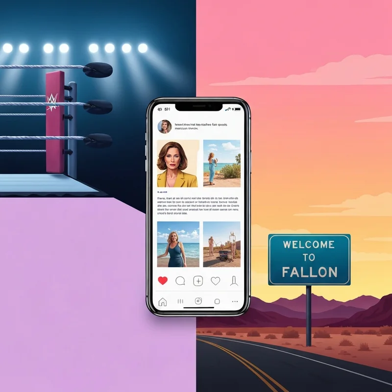 A comprehensive guide to fallon west featuring a wrestling ring, a social media smartphone, and a map of O'Fallon Missouri.