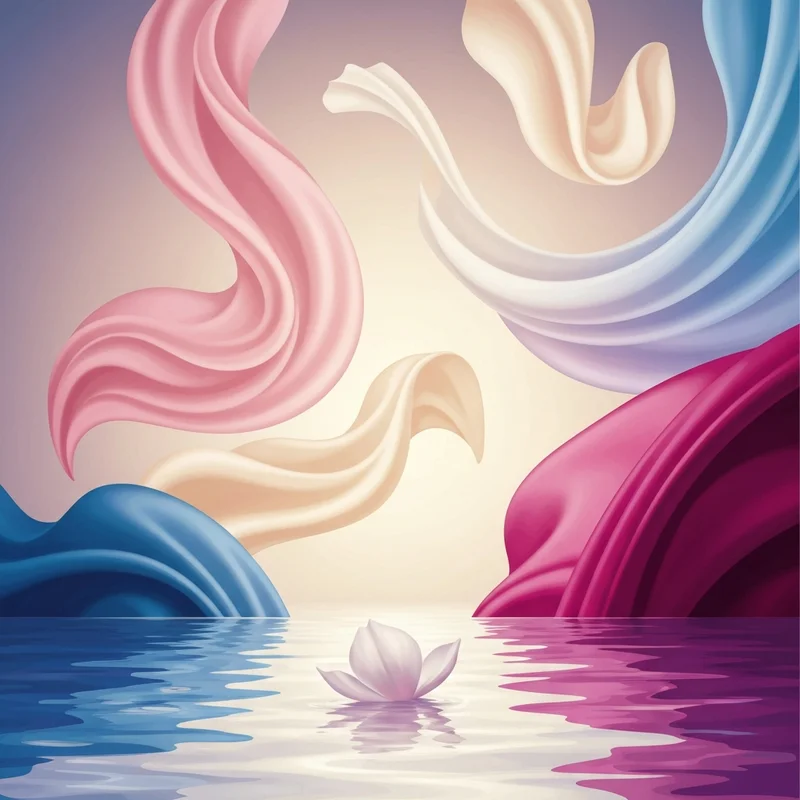 An abstract, soft-focus conceptual representation of virgin defloration featuring delicate silk and light.