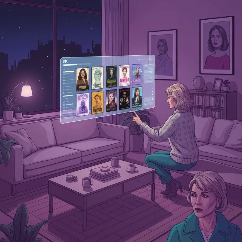 A futuristic digital interface showing a variety of cinematic movie posters and streaming app icons, optimized for the keyword tonic muves.