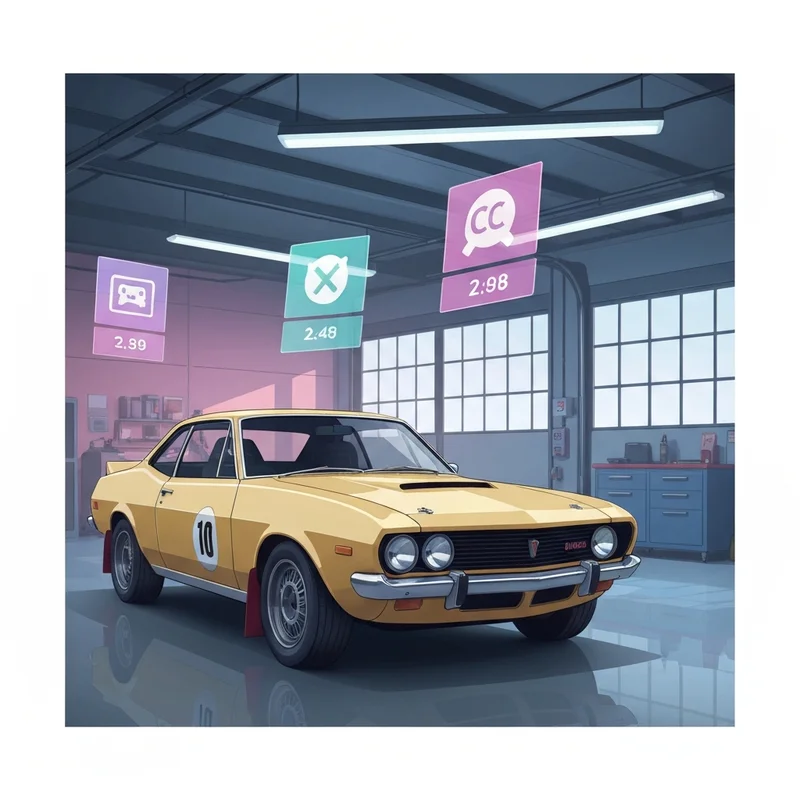 A high-performance Ford Escort with a glowing 13B engine overlay and a holographic Honor of Kings interface for escort13