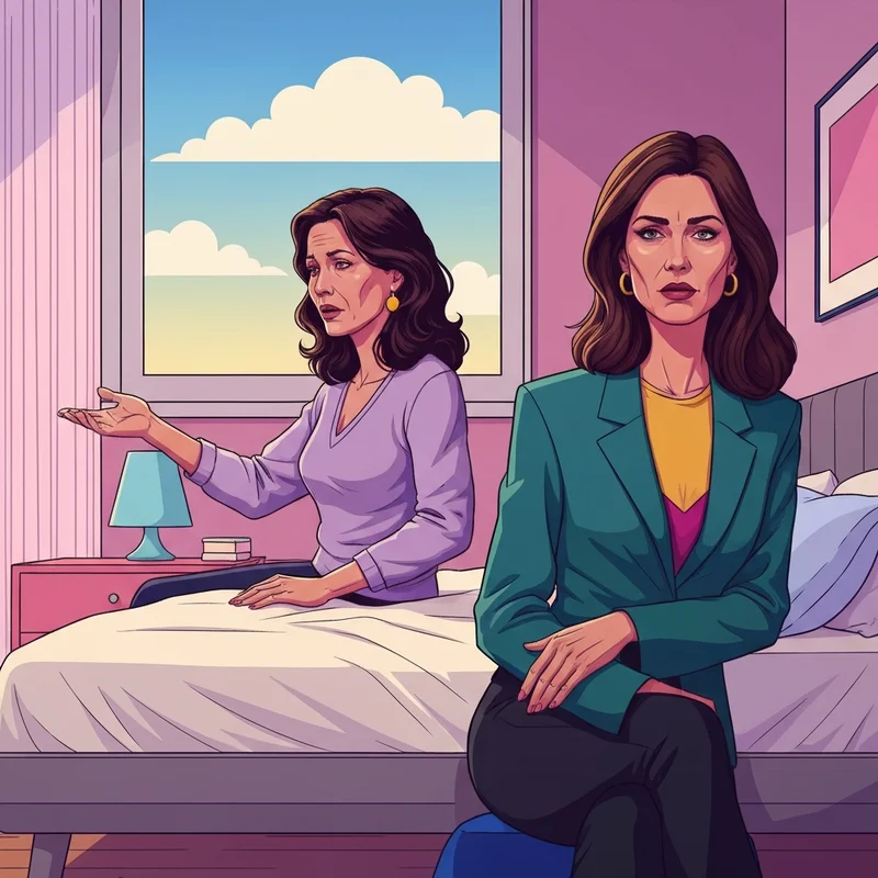 A digital illustration representing the bratty sister trope, showing two siblings in a high-conflict but stylized setting, emphasizing the power dynamic.