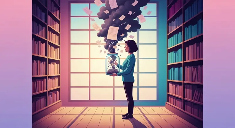 A person holding a glass jar containing a storm, representing how adhd medication for emotional regulation helps contain internal outbursts-bestie-ai.webp