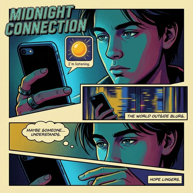 A thoughtful image showing how an ai companion for teenage loneliness can feel like a private source of light in an isolated world. Filename: ai-companion-for-teenage-loneliness-bestie-ai.webp