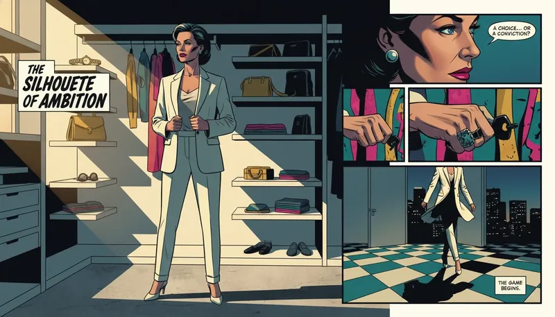 A woman embodying the advice in this Ali Larter style guide, selecting a classic blazer from her organized and chic wardrobe. ali-larter-style-guide-bestie-ai.webp