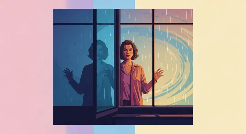 A person reflecting on the question am i too emotional while looking out a rainy window-bestie-ai.webp