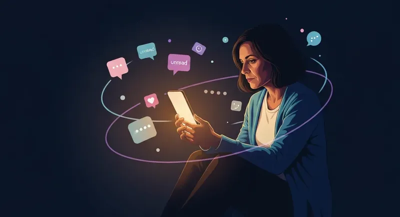 A person experiencing anxious attachment and texting anxiety while staring at a smartphone screen in a dimly lit room, anxious-attachment-and-texting-anxiety-bestie-ai.webp.