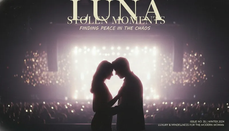 A symbolic image representing the future of Ariana Grande's boyfriend Ethan Slater and their relationship, showing two figures finding a quiet moment backstage amidst the overwhelming pressure of public life. Illustrates the challenges facing the ariana-grande-ethan-slater-future.webp