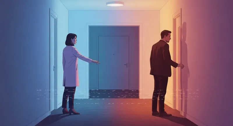 A conceptual representation of attachment styles and mixed signals showing a couple in a push-pull dynamic-bestie-ai.webp