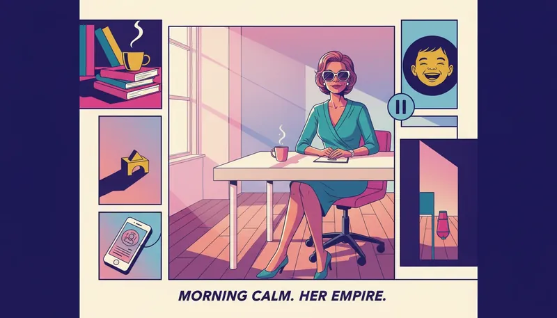 A professional woman reflecting on balancing motherhood and career psychology in a peaceful home setting, styled as balancing-motherhood-and-career-psychology-bestie-ai.webp