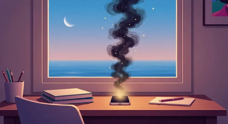 A smartphone glowing with soft golden light on a desk, symbolizing how the best apps for overthinking provide mental clarity and calm-bestie-ai.webp