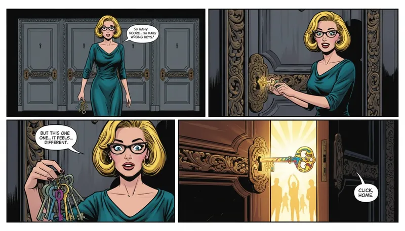 A symbolic key representing one of the best careers by MBTI type, unlocking a door to a fulfilling work environment. filename: best-careers-by-mbti-type-bestie-ai.webp