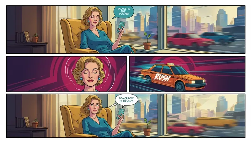 A person finds inner peace using one of the best meditation apps for beginners, creating a calm space despite a busy world outside. Filename: best-meditation-apps-for-beginners-bestie-ai.webp