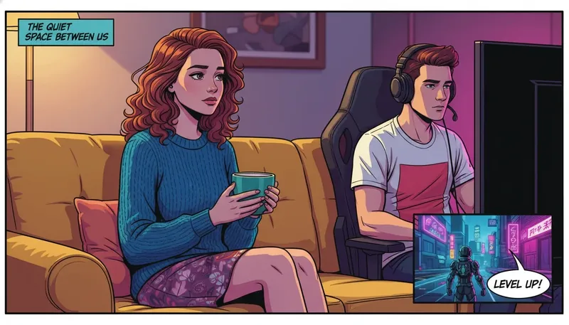A woman feels disconnected because her boyfriend only talks about video games, illustrating the emotional distance that can grow in a relationship with a lack of shared interests. boyfriend-only-talks-about-video-games-bestie-ai.webp