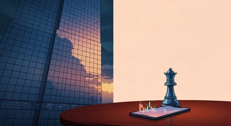 A strategic chess piece and a glowing stock graph illustrating the Brian Moynihan interview analysis brian-moynihan-interview-analysis-bestie-ai.webp