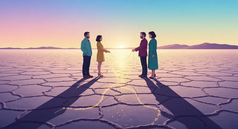 building-momentum-in-relationships-bestie-ai.webp - Two people holding a glowing golden thread at dawn, symbolizing building momentum in relationships.