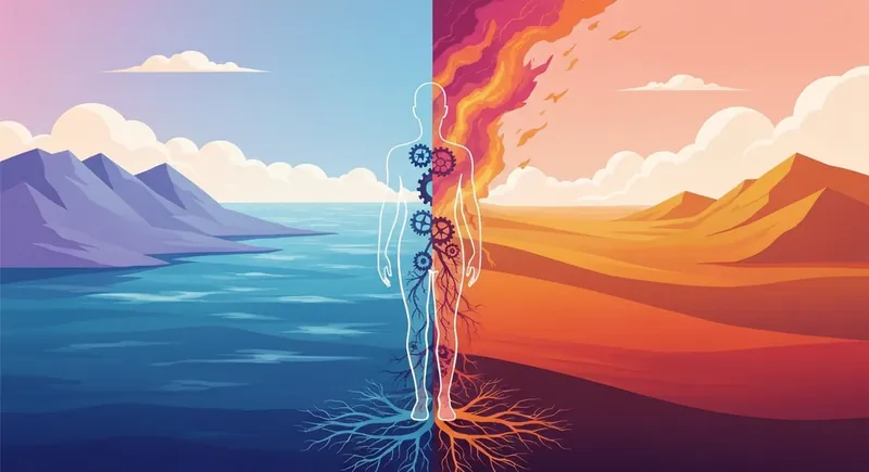 A person reflecting the fluidity of can you have multiple attachment styles in a surreal landscape-bestie-ai.webp