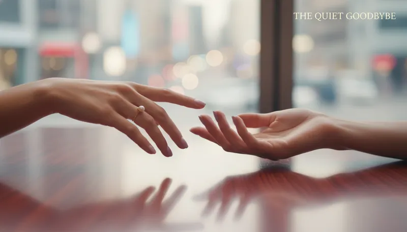 Two hands separating gracefully, illustrating the difficult but dignified celebrity divorce lessons for real life that can be applied to any breakup. File name: celebrity-divorce-lessons-for-real-life-bestie-ai.webp