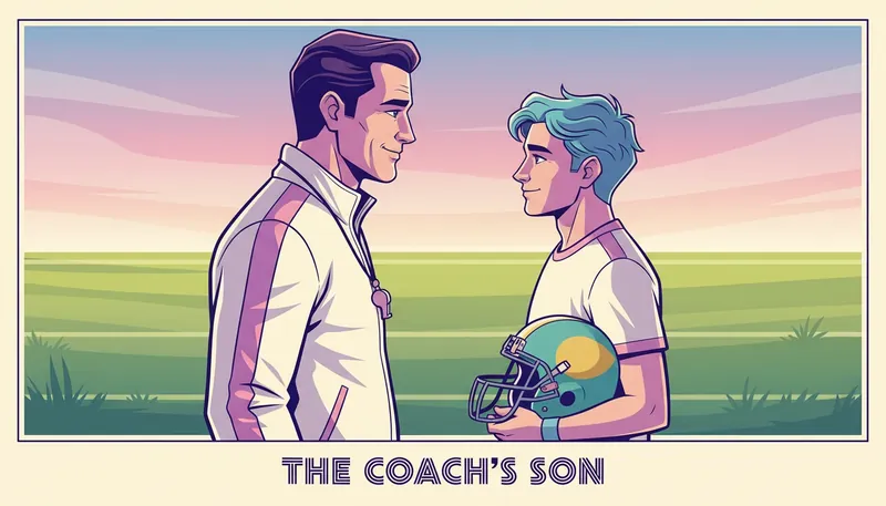 coaching-your-own-child-tips-bestie-ai.webp - A father and son discussing coaching your own child tips on a sports field during sunset, illustrating healthy boundaries.