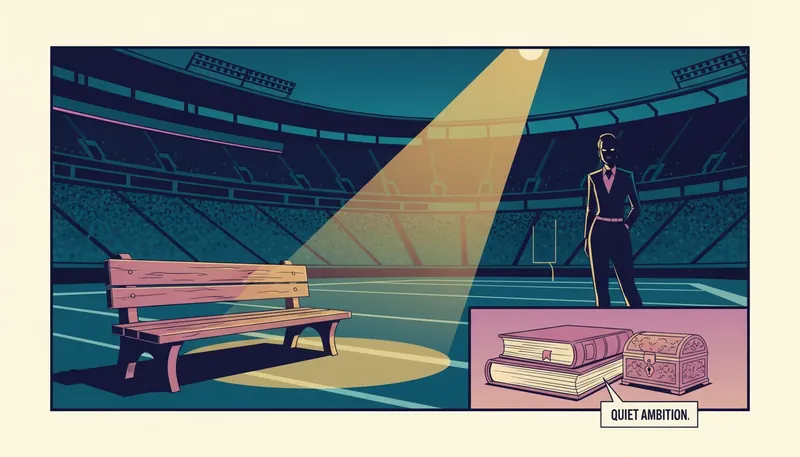 A symbolic image representing the journey of coping with feeling undervalued at work or home featuring a single spotlight on a sideline bench-cody-ford-bestie-ai.webp