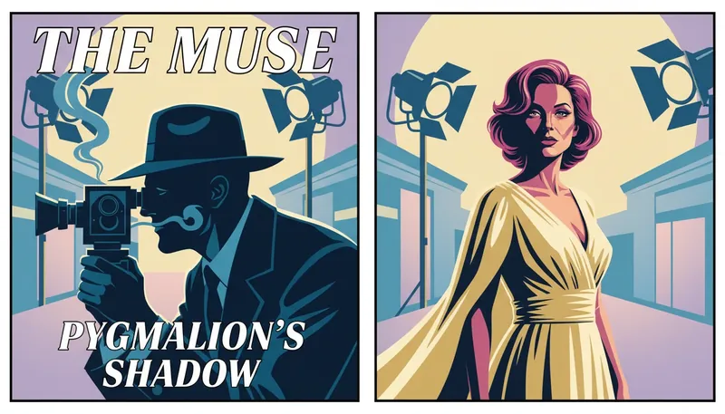 A cinematic representation of creative collaboration vs romantic obsession featuring a director and his muse on a vintage film set. creative-collaboration-vs-romantic-obsession-bestie-ai.webp