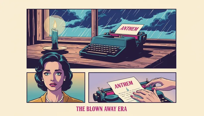 A vintage typewriter on a desk during a storm, illustrating the themes of a creative writing for mental health guide. creative-writing-for-mental-health-guide-bestie-ai.webp