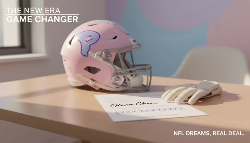 An image symbolizing the DeMarcus Robinson contract, showing an NFL helmet and a signed contract to represent his career earnings and salary details. Filename: demarcus-robinson-contract-bestie-ai.webp