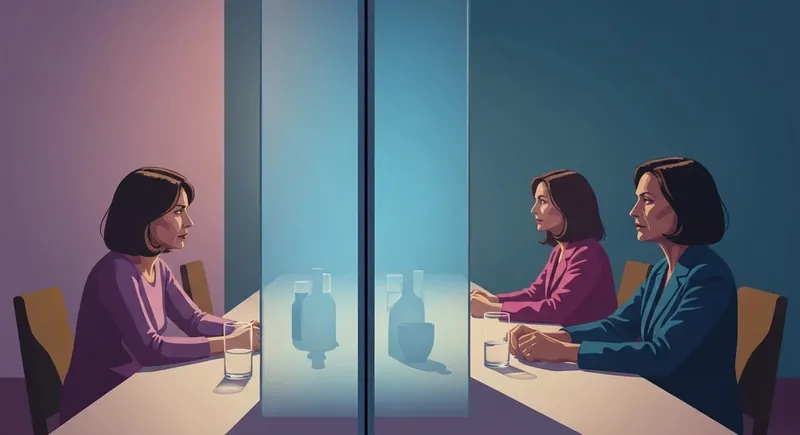 A visual representation of do emotionally unavailable people know they are unavailable shown as a couple separated by a frosted glass wall in a moody room, do-emotionally-unavailable-people-know-they-are-unavailable-bestie-ai.webp