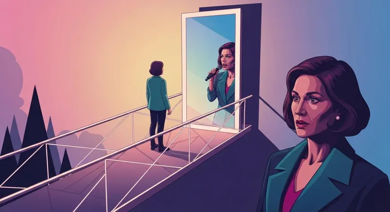 A person overcoming their fear of conflict by standing on a bridge of light-bestie-ai.webp