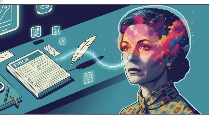 An artistic comparison of the Finch app vs journaling apps, showing a structured, gridded journal on one side and a flowing nebula of thoughts on the other, representing different self-care paths. Filename: finch-app-vs-journaling-apps-bestie-ai.webp
