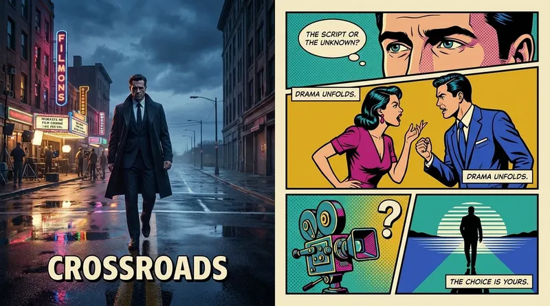 A symbolic image of Guy Burnet at a career crossroads, contemplating his upcoming projects and the next chapter of his acting journey. guy-burnet-upcoming-projects.webp