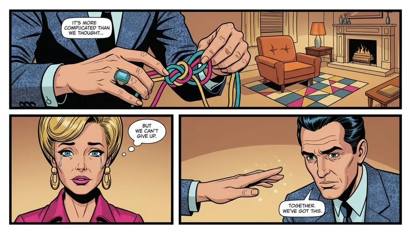 Two hands working together to untangle a glowing knot, symbolizing the use of healthy relationship questions for couples to solve problems and strengthen their bond. Filename: healthy-relationship-questions-for-couples-bestie-ai.webp