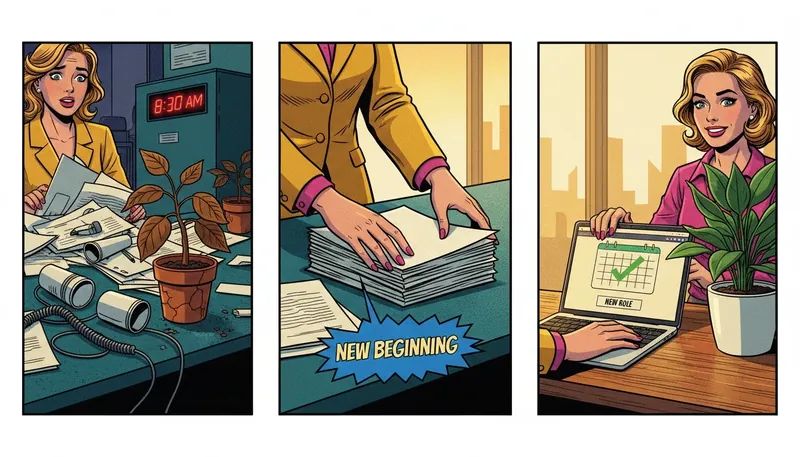 A symbolic image showing the process of how to become a personal assistant by transforming a chaotic desk into an organized, efficient workspace, representing career growth and skill development. how-to-become-a-personal-assistant-bestie-ai.webp