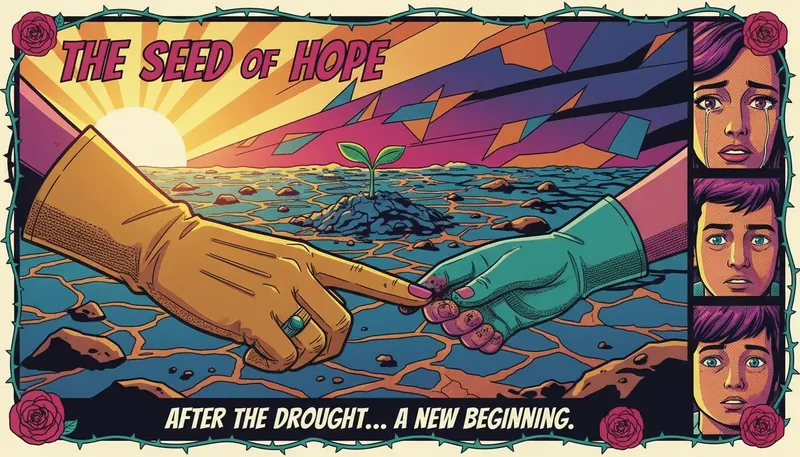 A close-up of a family's hands holding a young plant, demonstrating how to build family resilience through connection and hope amidst challenges. how-to-build-family-resilience-bestie-ai.webp