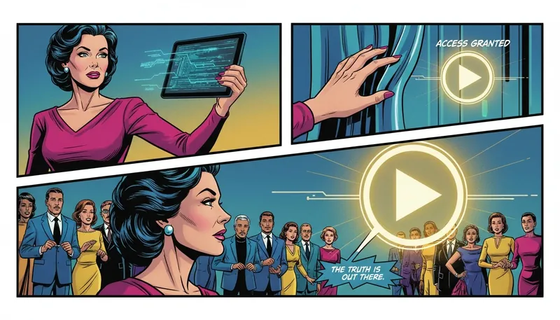 A conceptual image showing a hand revealing a hidden play button behind code, illustrating how to download from streaming sites like Boyfriend TV when the option is disabled. boyfriend-tv-how-to-download-from-streaming-sites-bestie-ai.webp