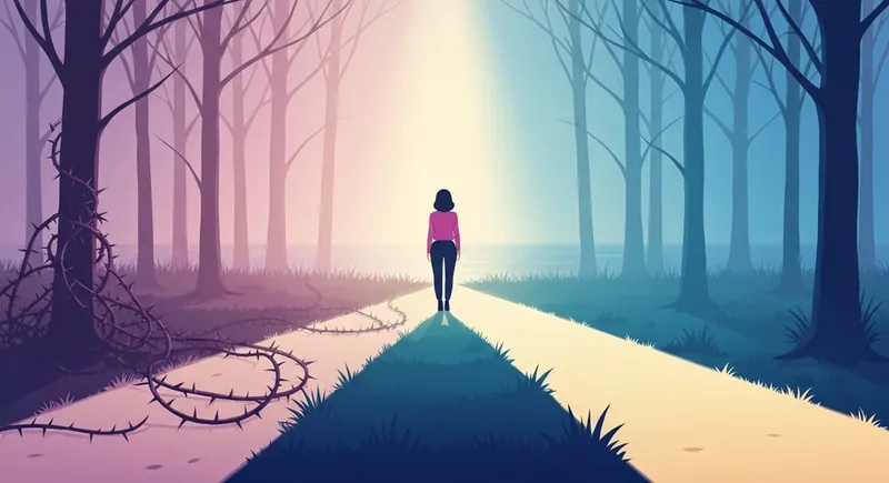 A visual representation of how to find a committed relationship, showing a clear, hopeful path forward away from the confusion of casual dating. Filename: how-to-find-a-committed-relationship-bestie-ai.webp