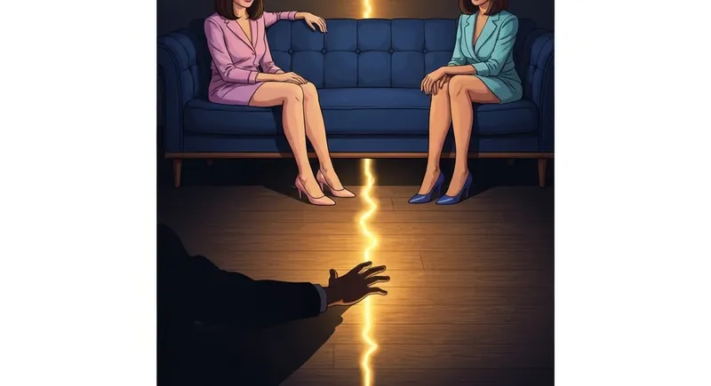 how-to-fix-emotional-distance-in-marriage-bestie-ai.webp: A metaphorical depiction of a couple bridging the gap of emotional distance in marriage with golden light.