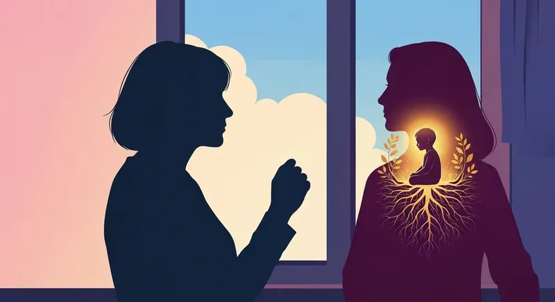 A visual representation of how to heal anxious attachment inner child wounds showing a glowing child figure inside a secure adult silhouette-bestie-ai.webp