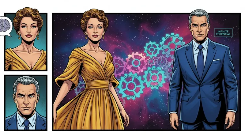 Two figures representing a couple learning how to improve their relationship using MBTI, with interconnected gears symbolizing personality growth. Filename: how-to-improve-relationship-using-mbti-bestie-ai.webp