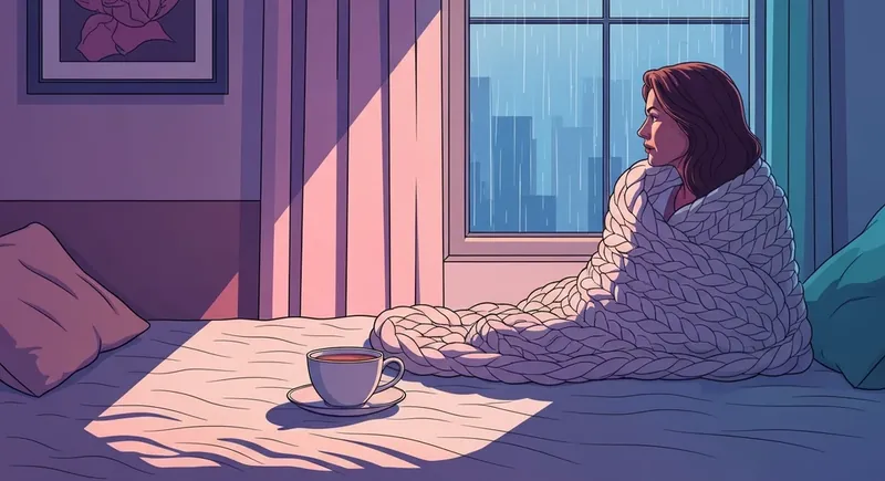 A cozy sanctuary showing how to manage pms mood swings through rest and sensory reduction-bestie-ai.webp