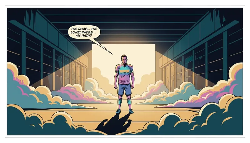A lone athlete in a dark tunnel representing how to stop comparing yourself to others career and finding personal resilience - bryce-young-bestie-ai.webp