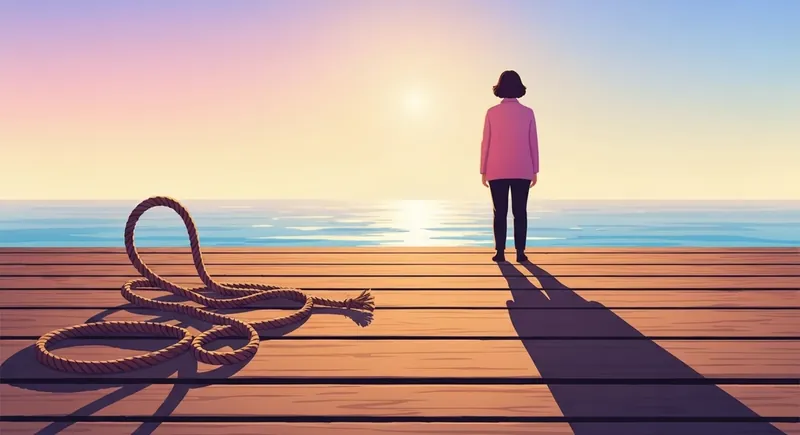 A person standing peacefully on a pier symbolizing how to stop push pull dynamic cycles in relationships-bestie-ai.webp
